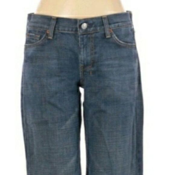 7 For All Mankind Dojo Mid Rise Relaxed Straight Legged Cropped Jeans Size 29 - Picture 5 of 11
